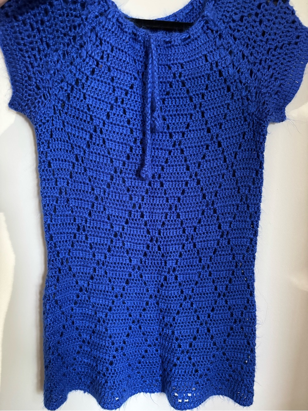 Handmade Women’s Crochet Swim Cover-Up Tunic in Royal Blue